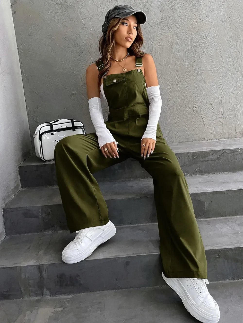 Women's Plain Pocket Overalls, Casual Comfy Overalls for Daily Wear, Ladies Clothes for All Seasons, Womenswear