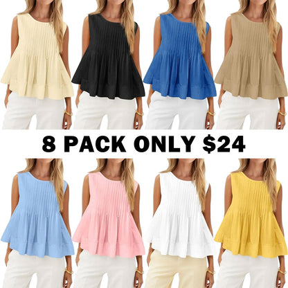 Women’s Pleated Babydoll Tank Tops
