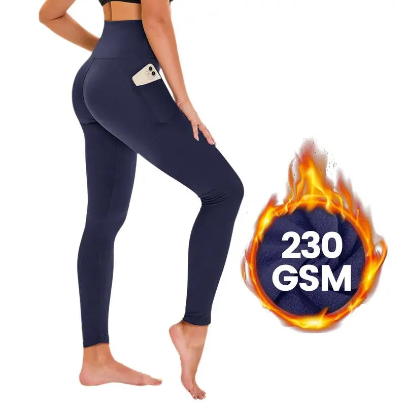 Women's High Waisted Fleece Lined Leggings with Pockets