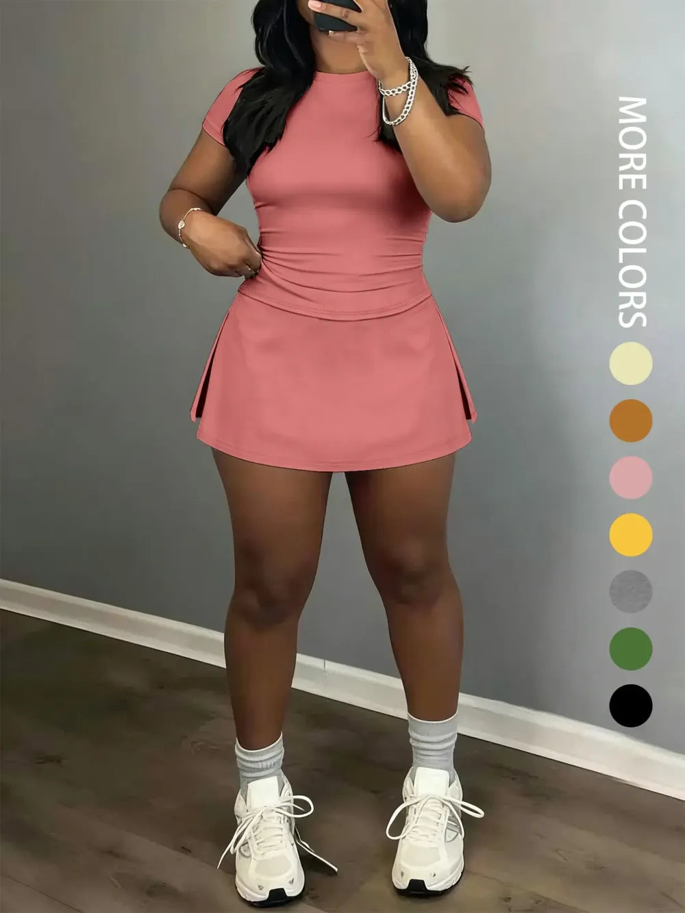 Women's Slim-Fitting Crop Tee & Short Skirt Set