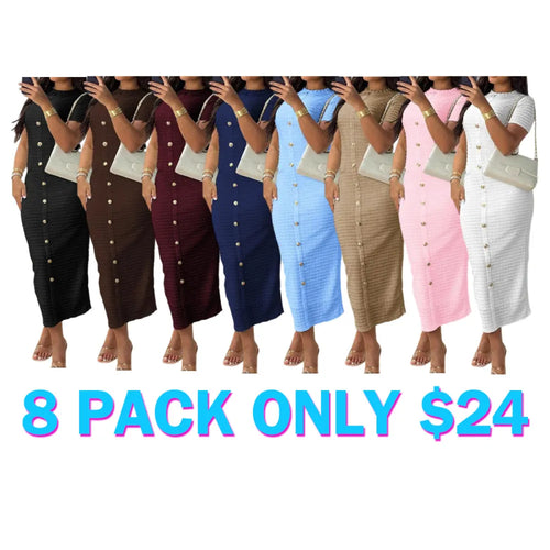 Women's Plain Zipper Back Round Neck Dress