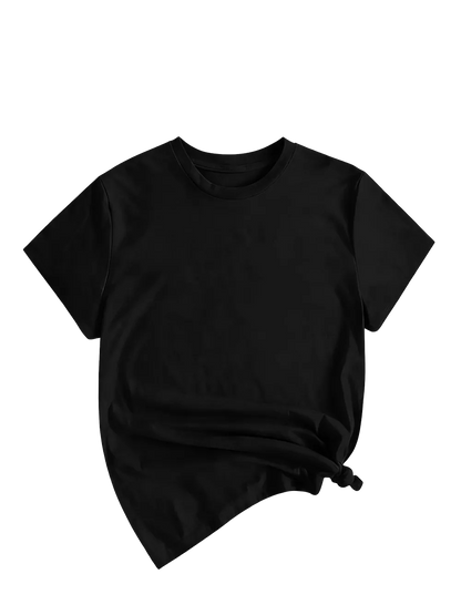 Women's Solid Round Neck Tee, Casual Short Sleeve Crew Neck T-Shirt for Summer