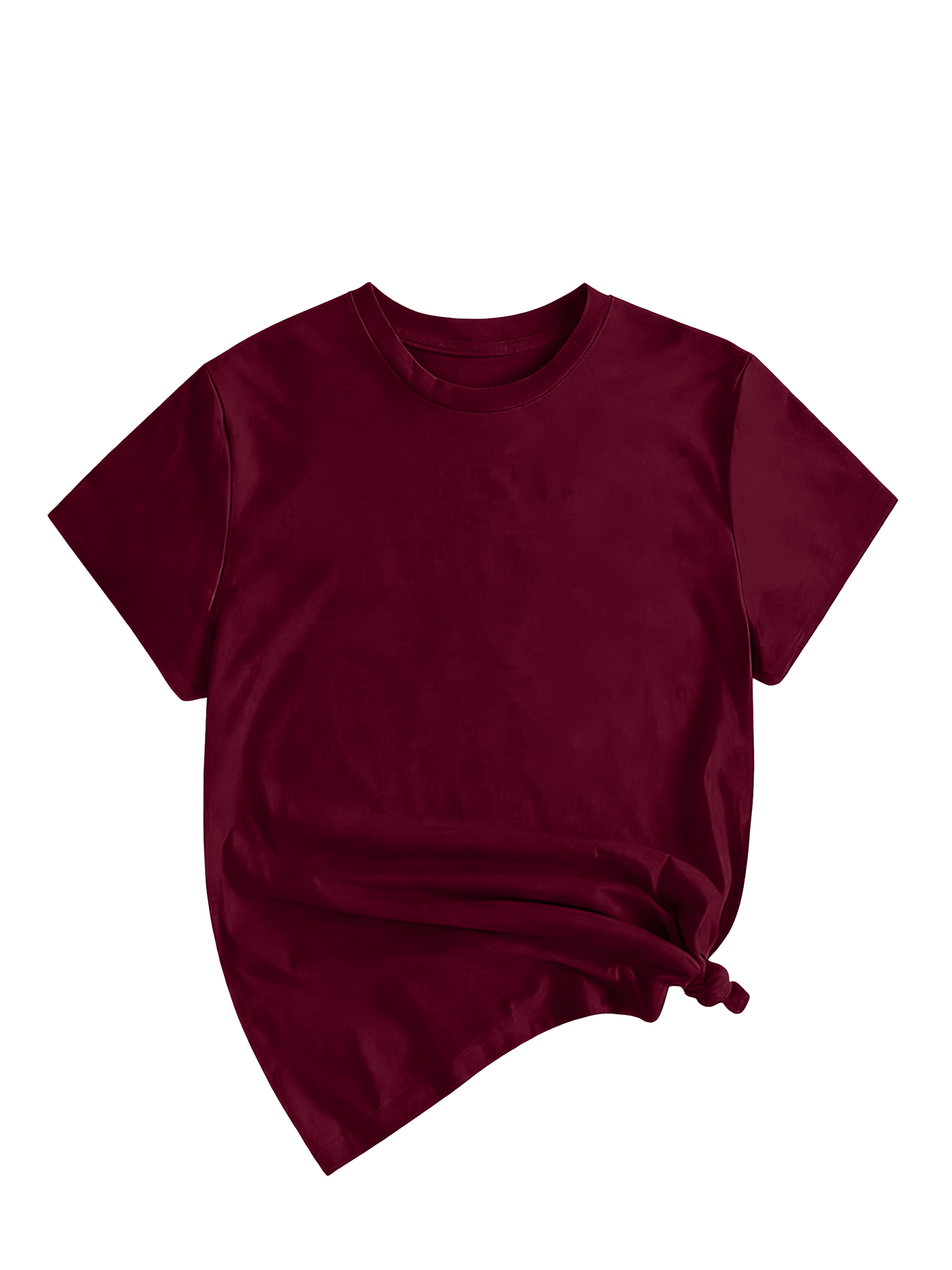 Women's Solid Round Neck Tee, Casual Short Sleeve Crew Neck T-Shirt for Summer