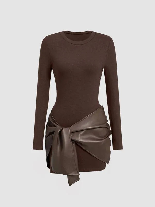 Women's Patchwork Knot Side Dress