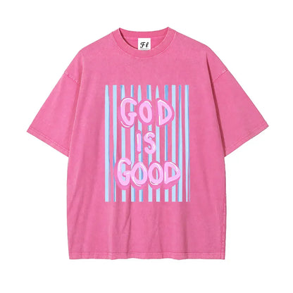 Unisex God is Good Print Washed T-Shirt