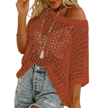 Women'S Summer Round Neck Short Sleeve Sweater