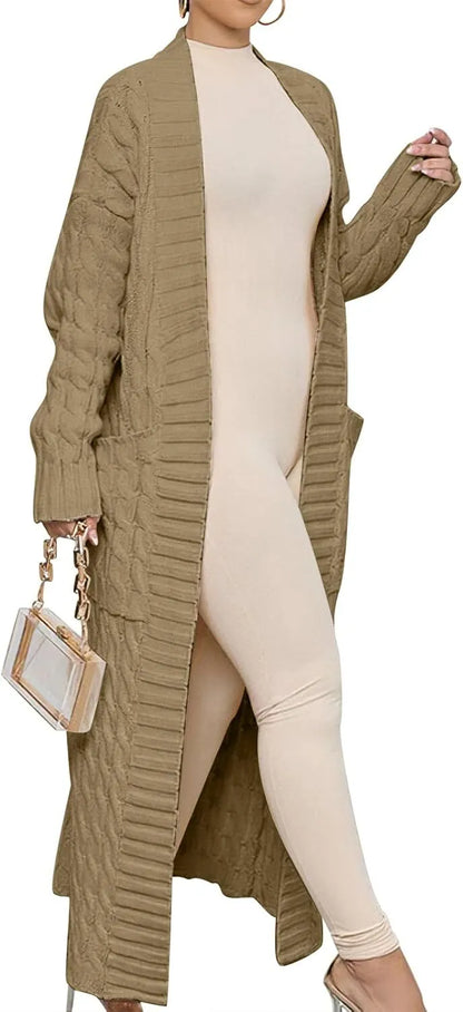 Women's Long Cardigan 2024 Oversized Coat Long Sleeve Open Cardigan Knitted Extra Long Coat Autumn Fashion Jacket Clothes