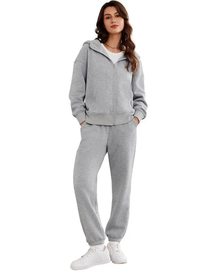 2 Piece Sets for Women Fleece Sweatsuits Zip Up Hoodie Sweatshirts Drawstring Jogger Sweatpants