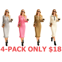 4-Pack (Light Gray,Pink,Army Green,White)