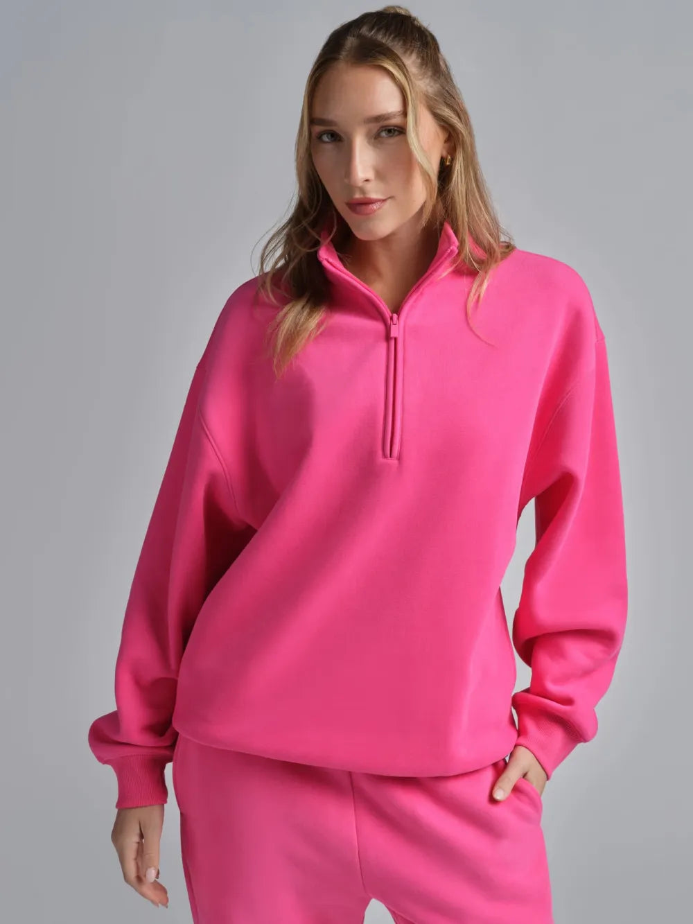 Basic quarter-zip turtleneck sweater set