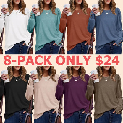 Long Sleeve Shirts for Women Blouses Dressy Casual Puff Sleeve Fashion Clothing Tops with Buttons