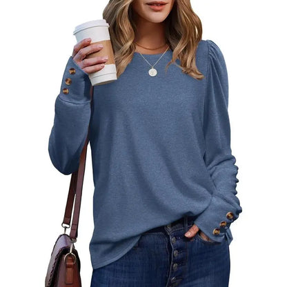 Long Sleeve Shirts for Women Blouses Dressy Casual Puff Sleeve Fashion Clothing Tops with Buttons