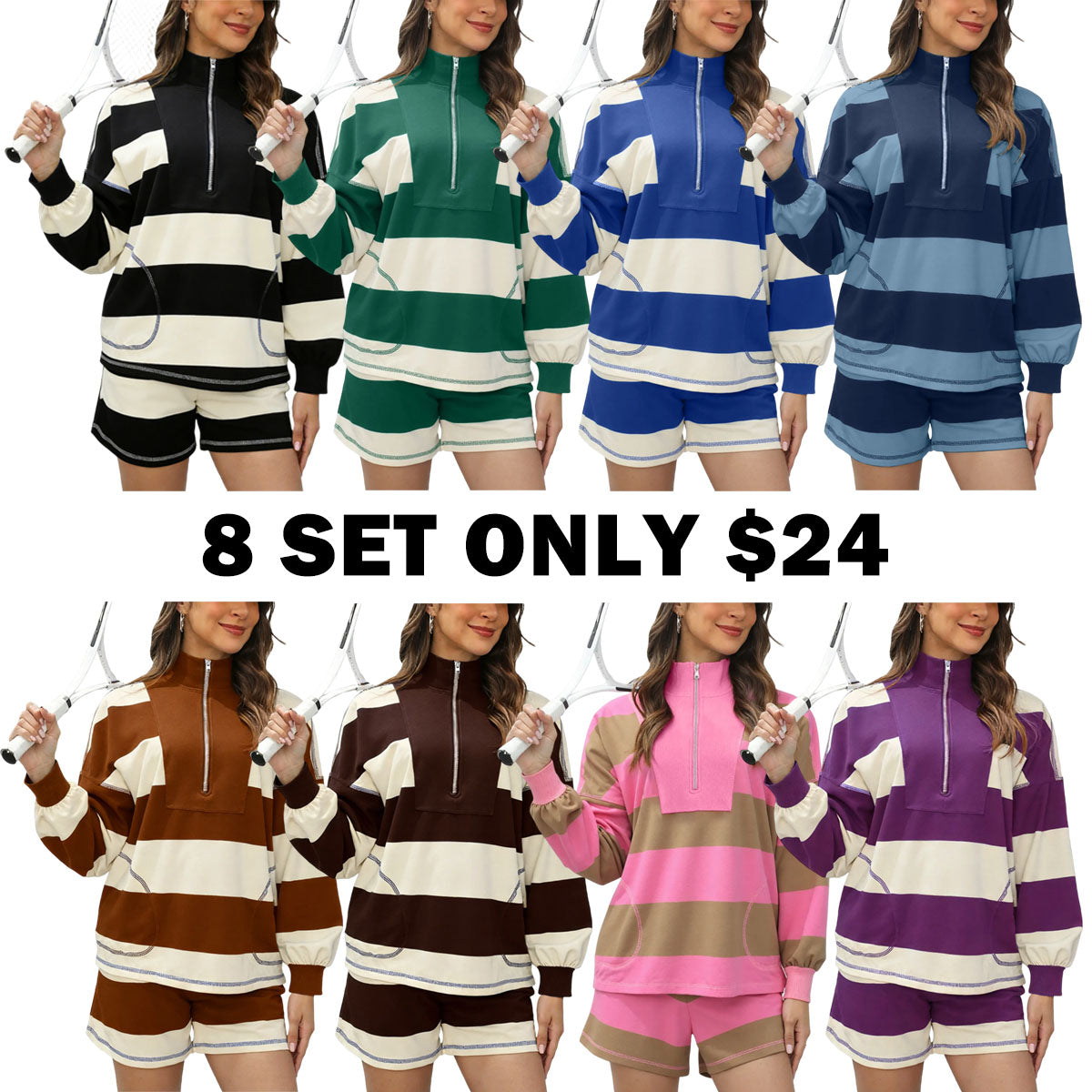 Women's Striped Lounge Set 2 Piece Set