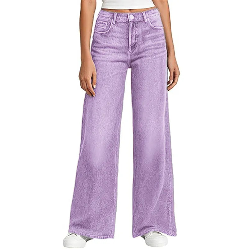 Women's Sweatpant Jeans Print Denim Sweatpants High Waisted Full-Length Wide Leg Pants Baggy Comfort Faux Jeans