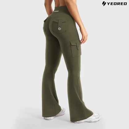 Women's athletic flare pants with hidden pockets
