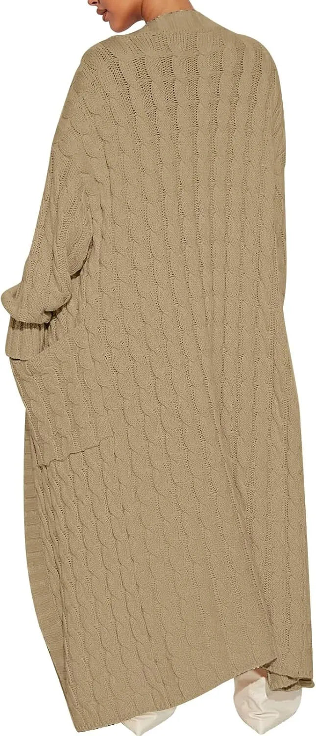 Women's Long Cardigan 2024 Oversized Coat Long Sleeve Open Cardigan Knitted Extra Long Coat Autumn Fashion Jacket Clothes