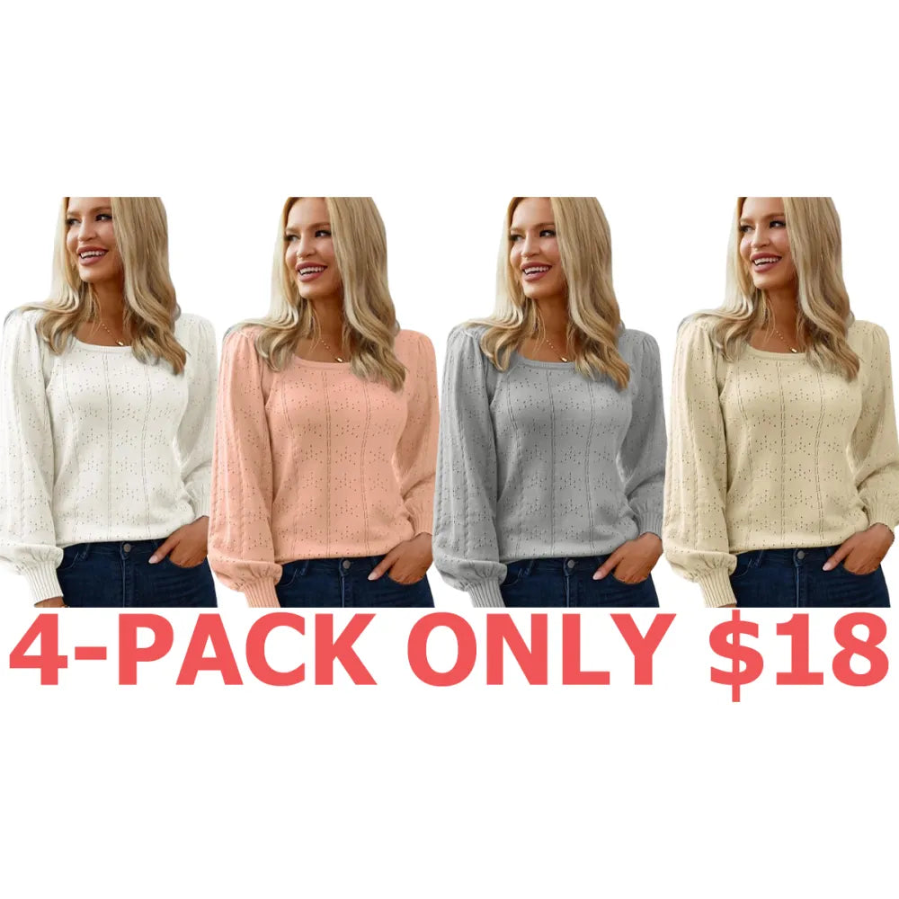 Womens Sweaters 2025 Trendy Puff Sleeve Tops