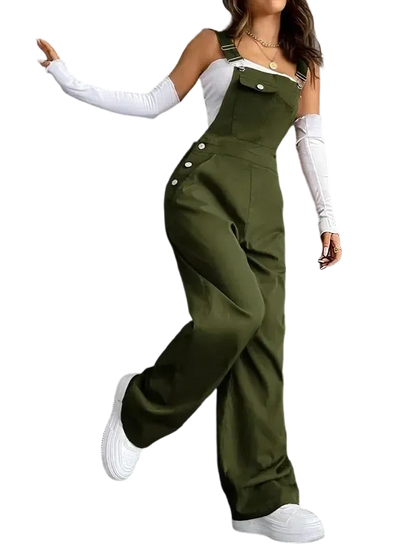 Women's Plain Pocket Overalls, Casual Comfy Overalls for Daily Wear, Ladies Clothes for All Seasons, Womenswear