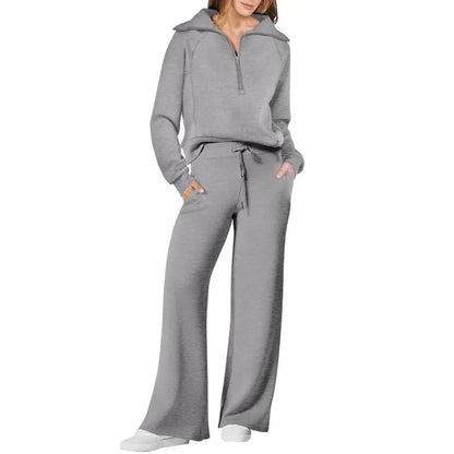 Women 2 Piece Outfits Sweatsuit Set 2025 Fall Oversized Half Zip Sweatshirt
