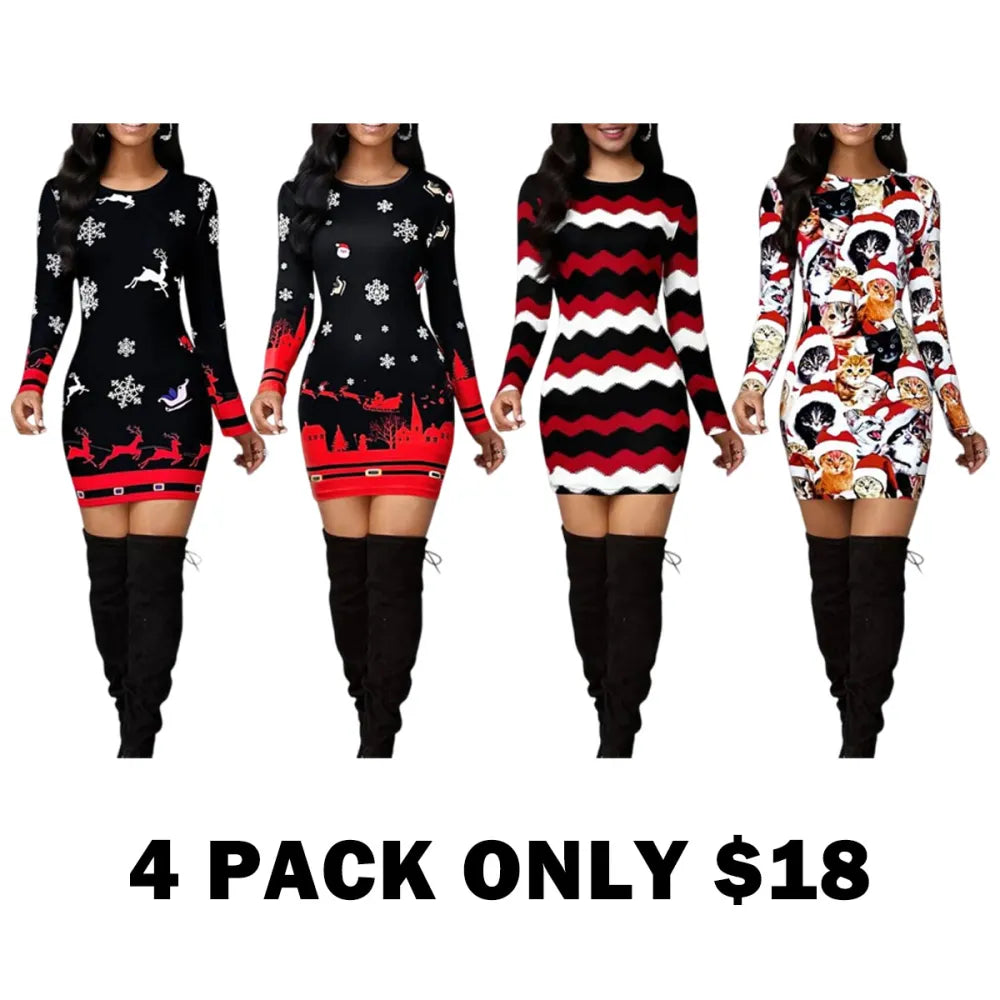Women's Vintage Geometric Print Casual Long Sleeve Dress
