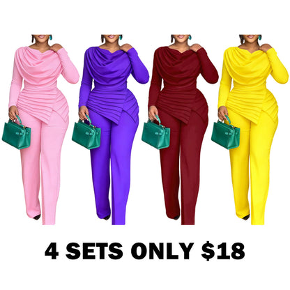 Cowl Neck Asymmetrical Patchwork Ruched Jumpsuit