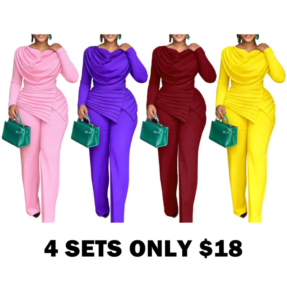 Cowl Neck Asymmetrical Patchwork Ruched Jumpsuit