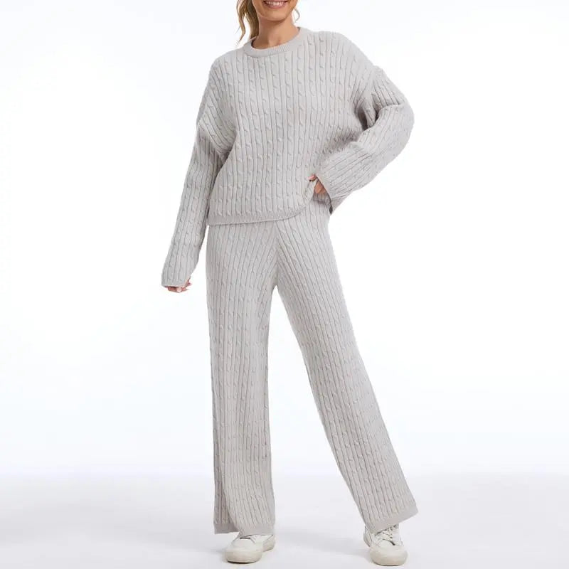 Women's Cable Knit Sweater Lounge Set