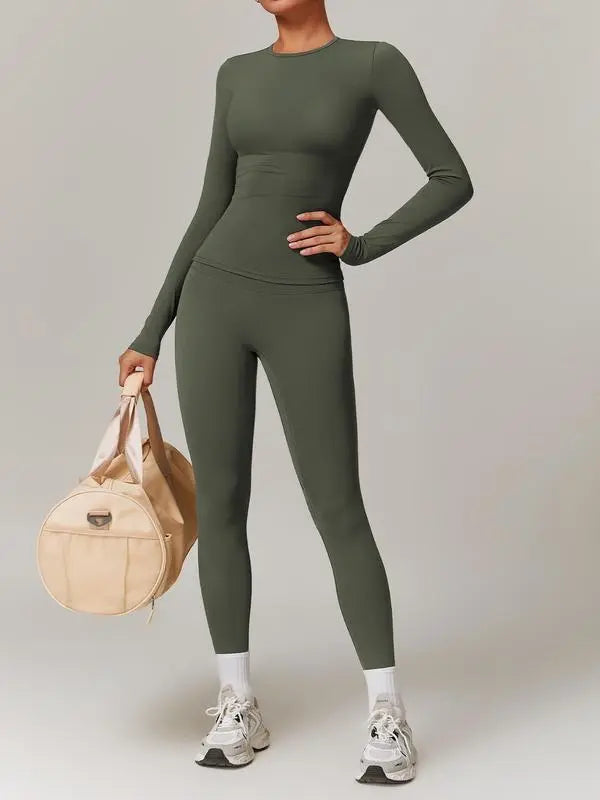 Skinny Tee & High Waist Leggings Tracksuit Set