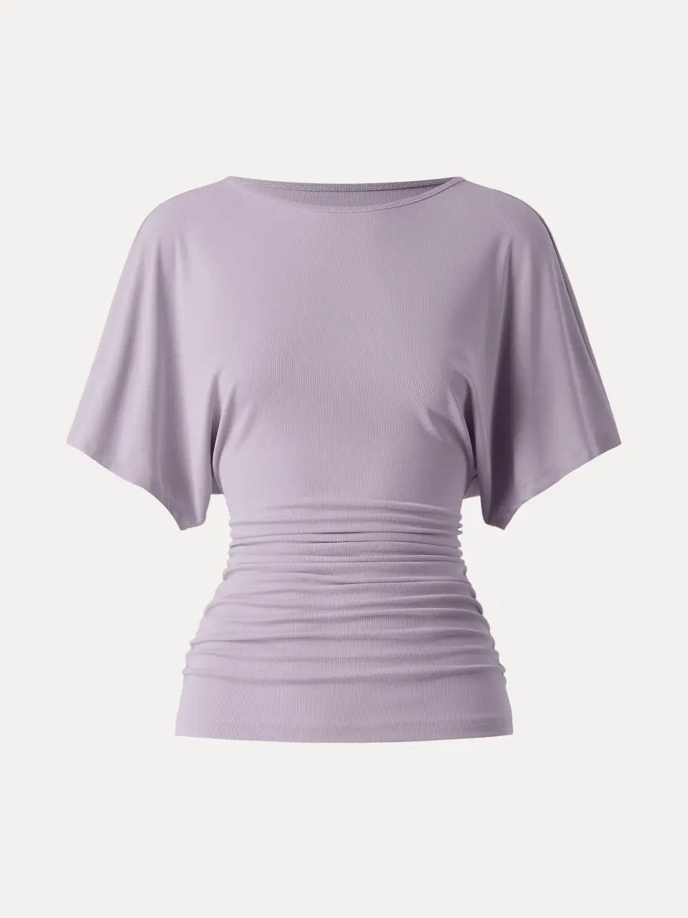 Effortless Boatneck Batwing Sleeve Side Ruched Top