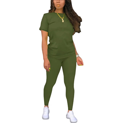 Fitted Round Neck Tee & Skinny Pants 2-Piece