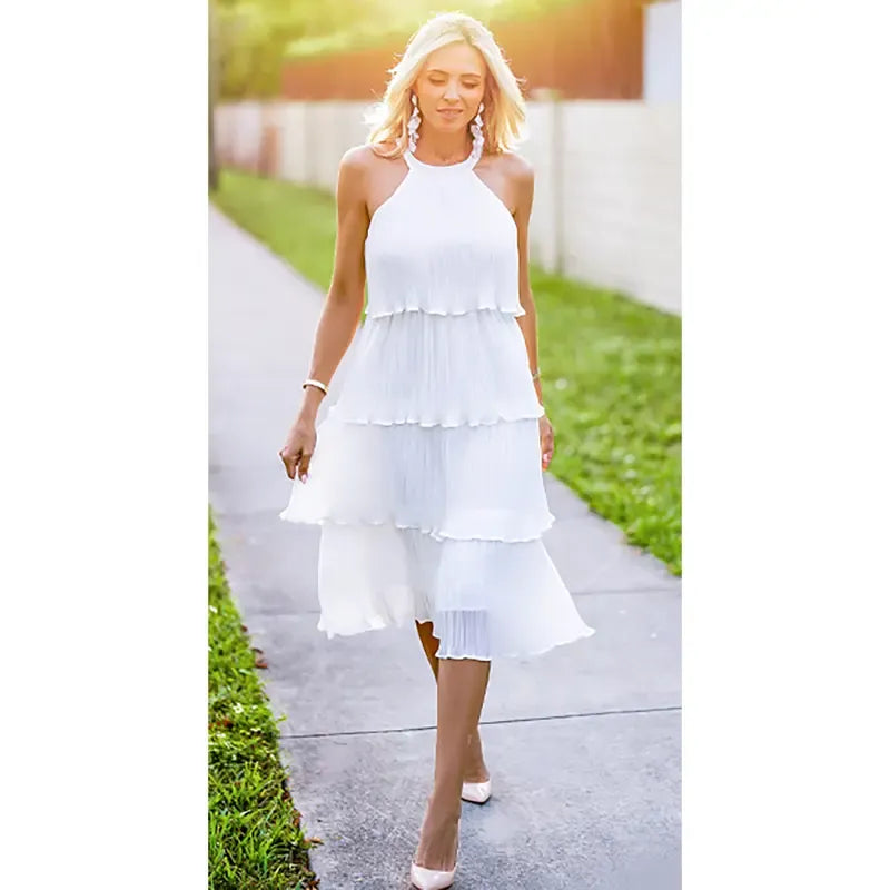 Women's 2026 Summer Sleeveless Chiffon Flowy Midi Dress