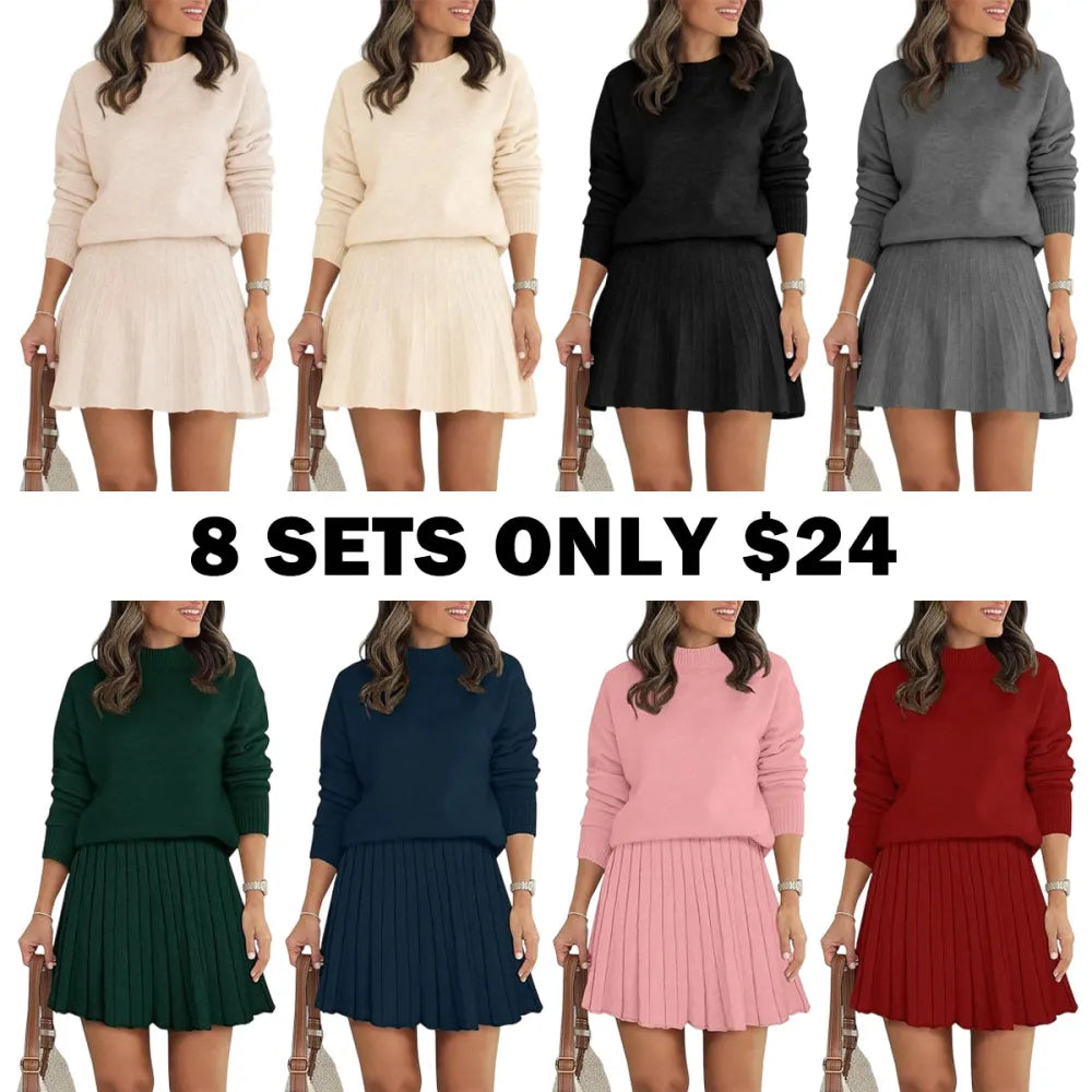 Women's 2 Piece Skirt Sets Pullover Sweater Sets