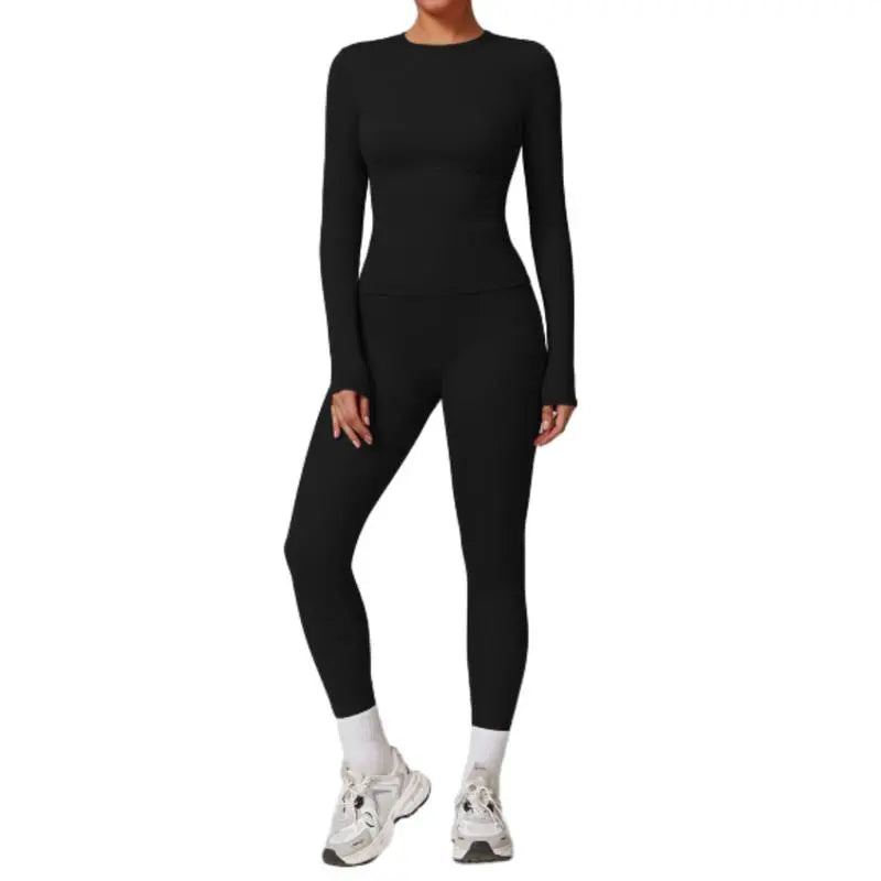 2-Piece Set Women's Long Sleeve Solid Color Sports Set
