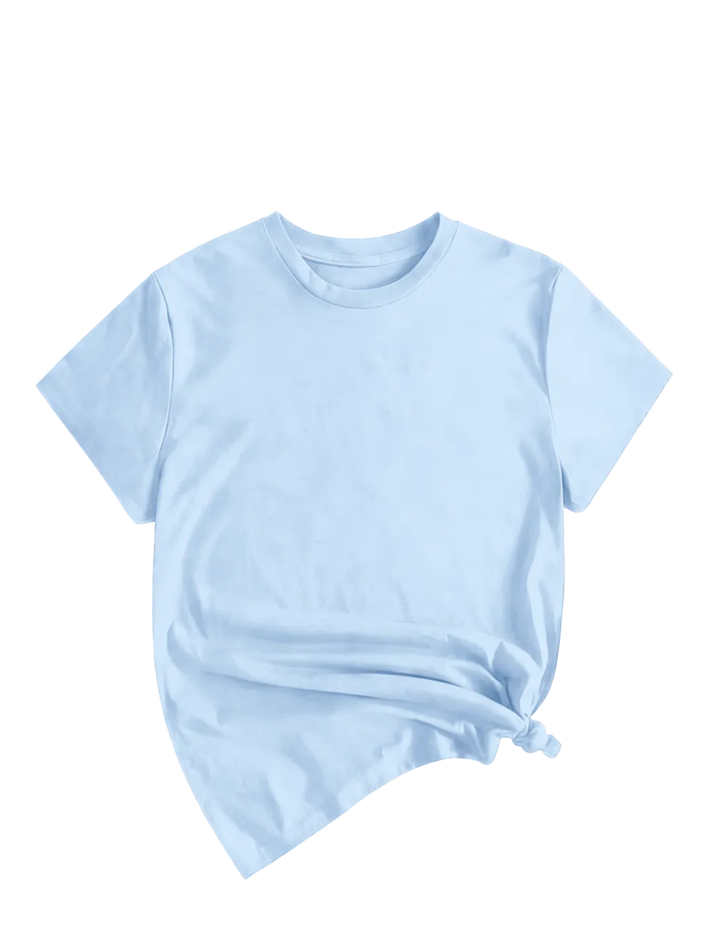 Women's Solid Round Neck Tee, Casual Short Sleeve Crew Neck T-Shirt for Summer