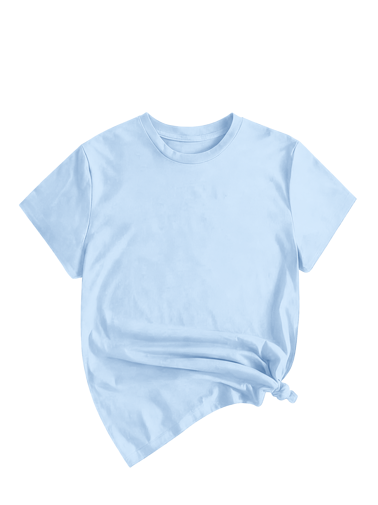 Women's Solid Round Neck Tee, Casual Short Sleeve Crew Neck T-Shirt for Summer