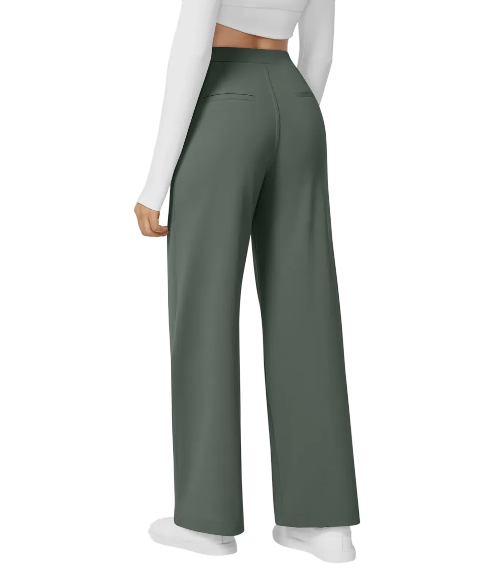 High Waisted Pocket Straight Leg Work Pants