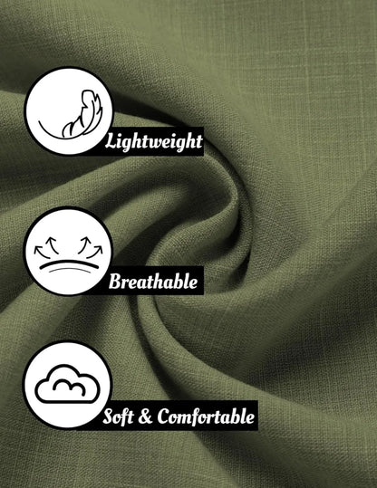 Men's Linen Shirts Short Sleeve Casual Shirts Button Down Shirt for Men Beach Summer Wedding Shirt