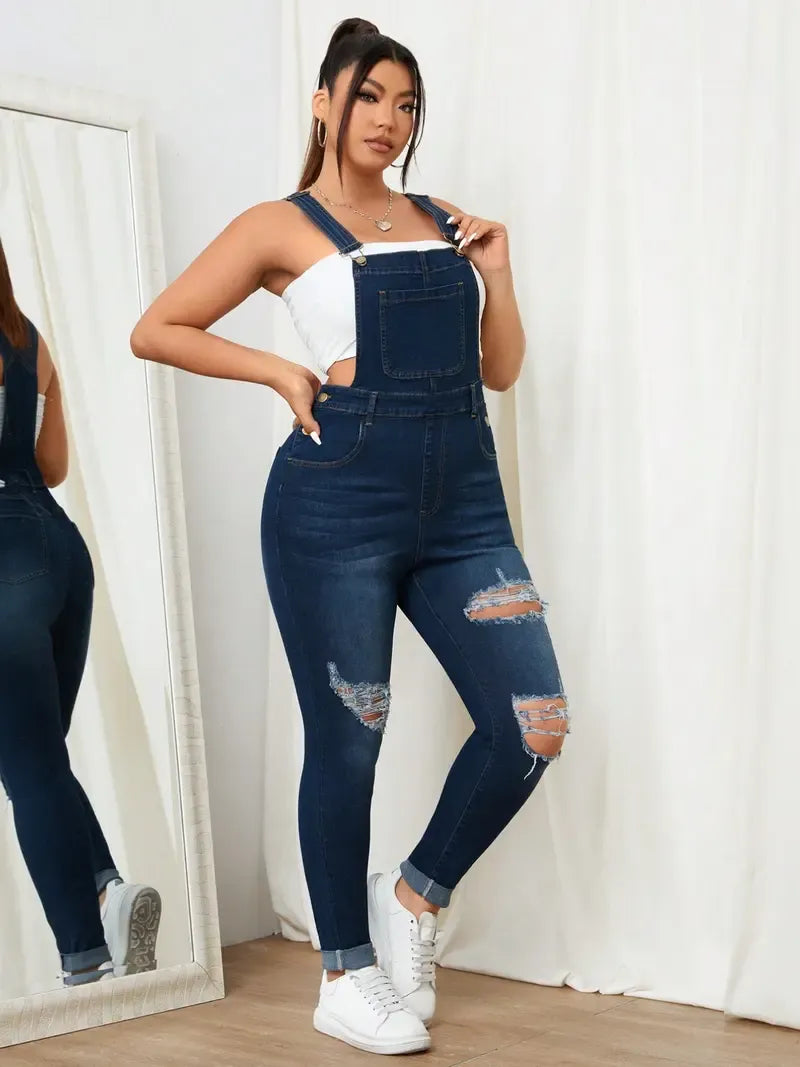 Women's Sweet Cool Denim Strap Jumpsuit