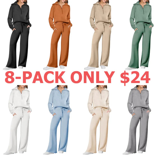 Women 2 Piece Outfits Sweatsuit Set 2025 Fall Oversized Half Zip Sweatshirt