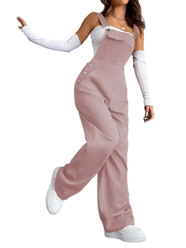 Women's Plain Pocket Overalls, Casual Comfy Overalls for Daily Wear, Ladies Clothes for All Seasons, Womenswear