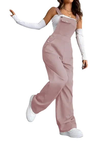 Women's Plain Pocket Overalls, Casual Comfy Overalls for Daily Wear, Ladies Clothes for All Seasons, Womenswear